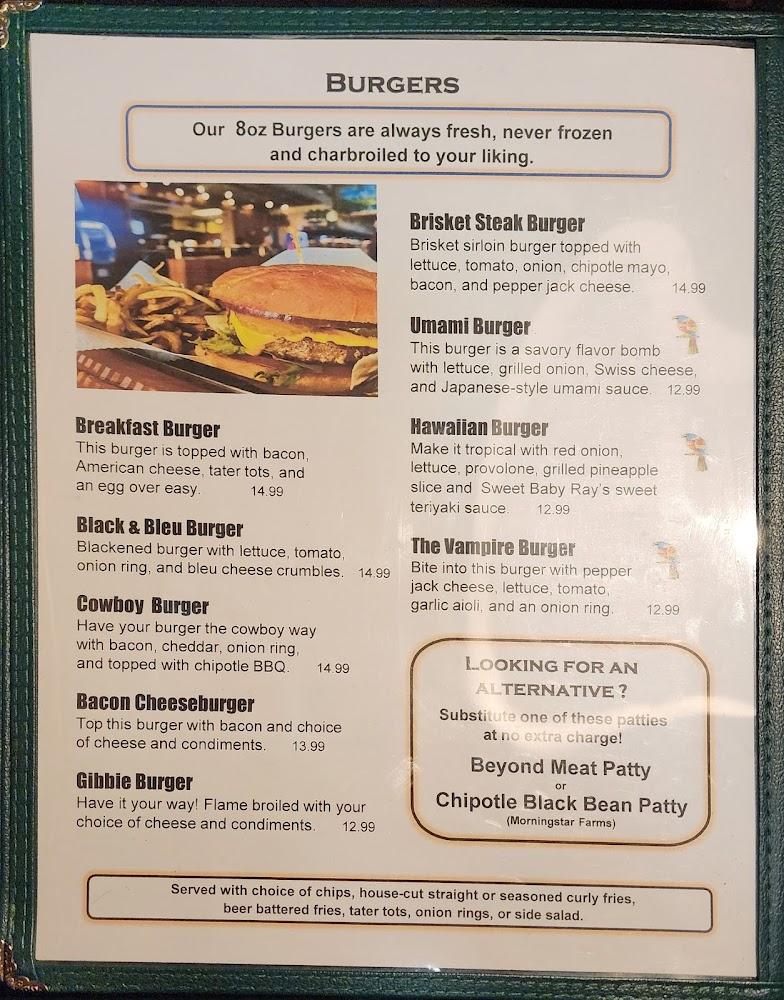 Gibbie's Pub & Eatery - Menu Scan 1